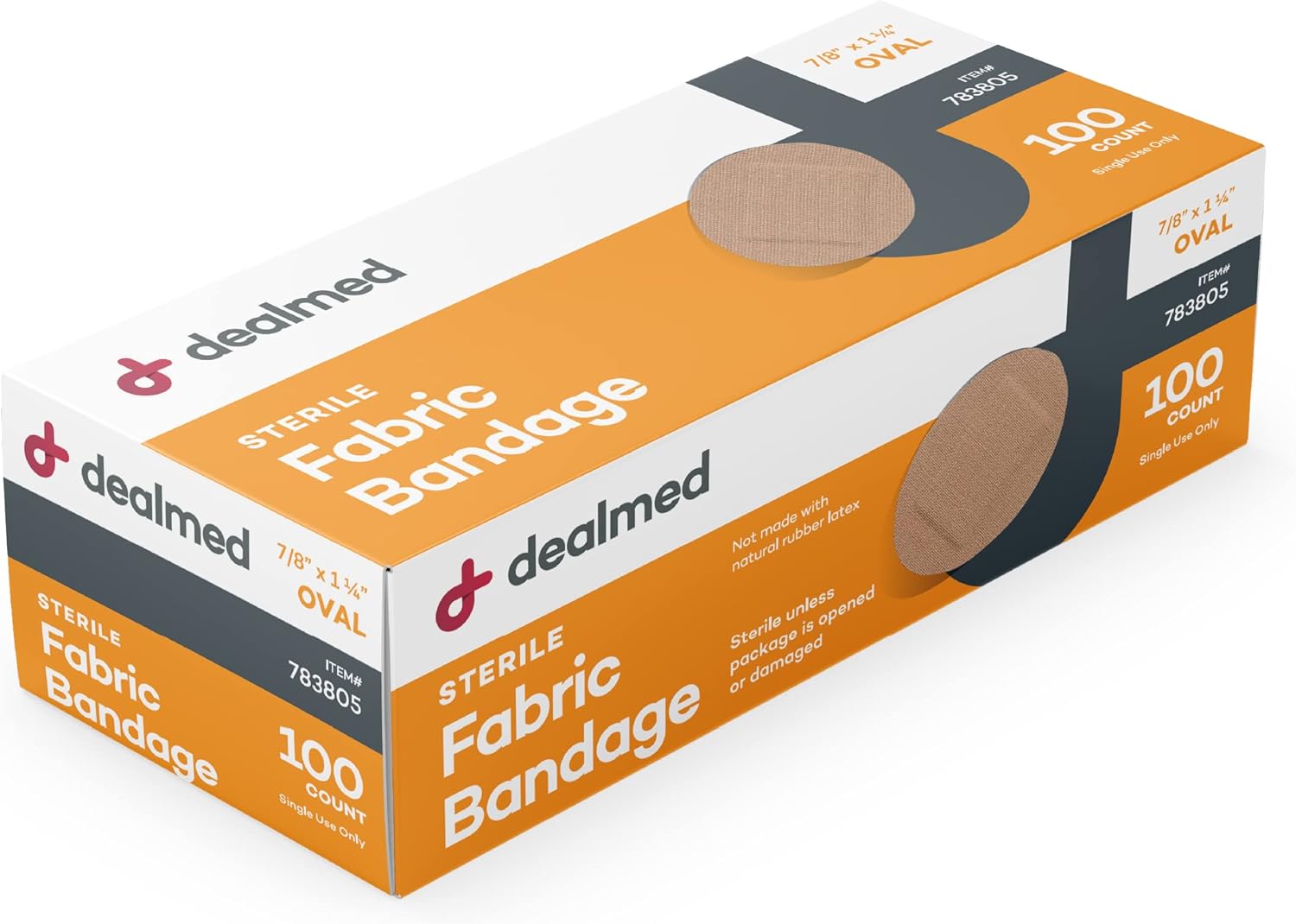 Dealmed Fabric Oval Flexible Adhesive Bandages – 100 Count (1 Pack) Bandages With Non-Stick Pad, Latex Free, Wound Care For First Aid Kit, 7/8" X 1 1/4"