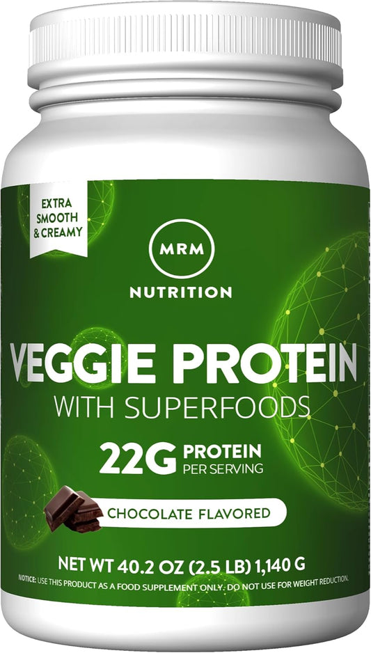Mrm Nutrition Veggie Protein With Superfoods | Chocolate Flavored | 22G Complete Protein | Over 8.8G Essential Amino Acids | 13 Superfoods | With Omega 3S And Omega6S | Keto Friendly | 30 Servings