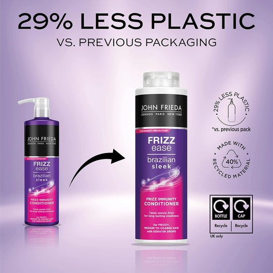 John Frieda Frizz Ease Brazilian Sleek Frizz Immunity Smoothing Conditioner 500ml, Rich Conditioner for Frizzy, Coarse Hair : Amazon.co.uk: Beauty