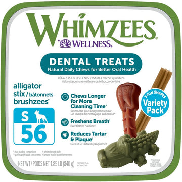 Whimzees By Wellness Small Dental Chews Variety Box: All-Natural, Grain-Free, Long Lasting Treats With Grooved Design For Improved Cleaning – Freshens Breath & Reduces Plaque – 56 Count