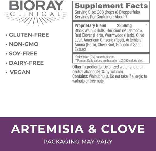 Bioray Professional Artemisia & Clove - 2 Fl Oz - Unwanted Organism Removal With Medicinal Mushrooms - Non-Gmo, Vegetarian, Gluten Free