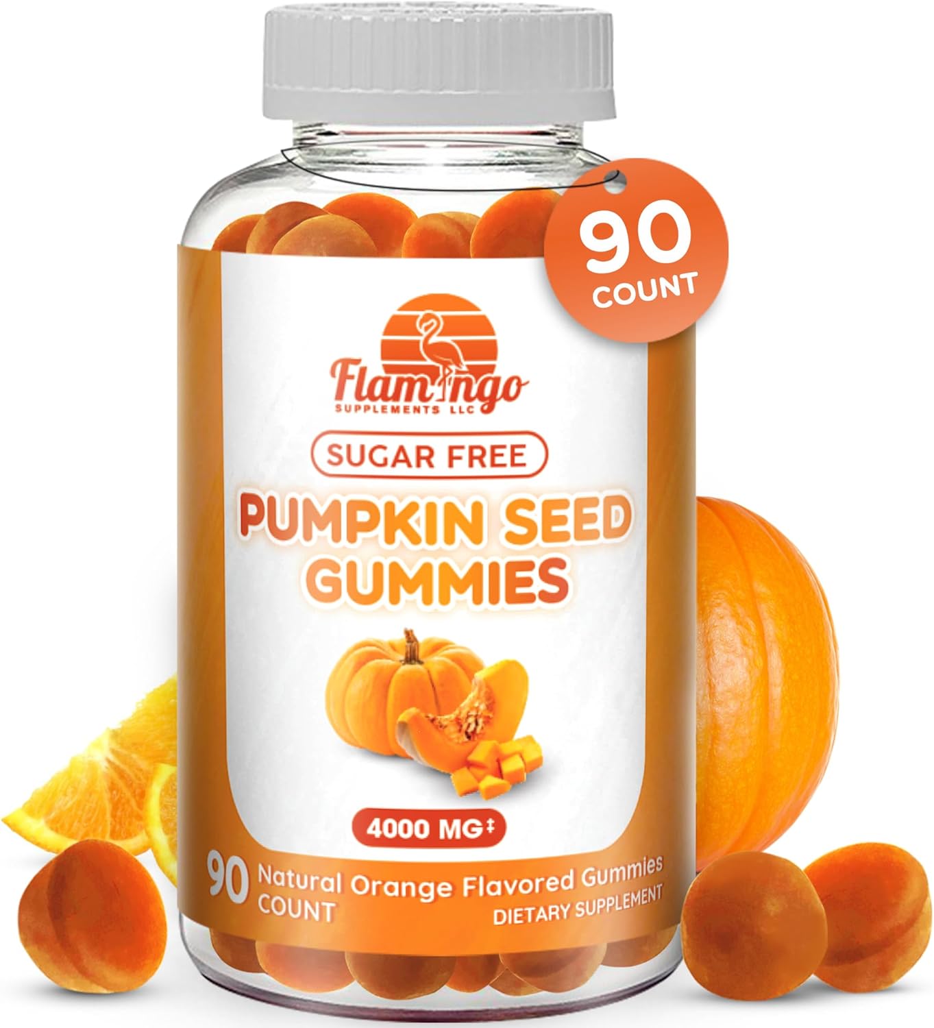 Pumpkin Seed Oil Gummies (4000mg) Sugar-Free Naturally Flavored- Pumpkin Seed Oil for Hair Growth, Bladder, Urinary Tract Support, Young Skin Supplement - Vegan, Halal Pumpkin Seed Extract- 90 Count