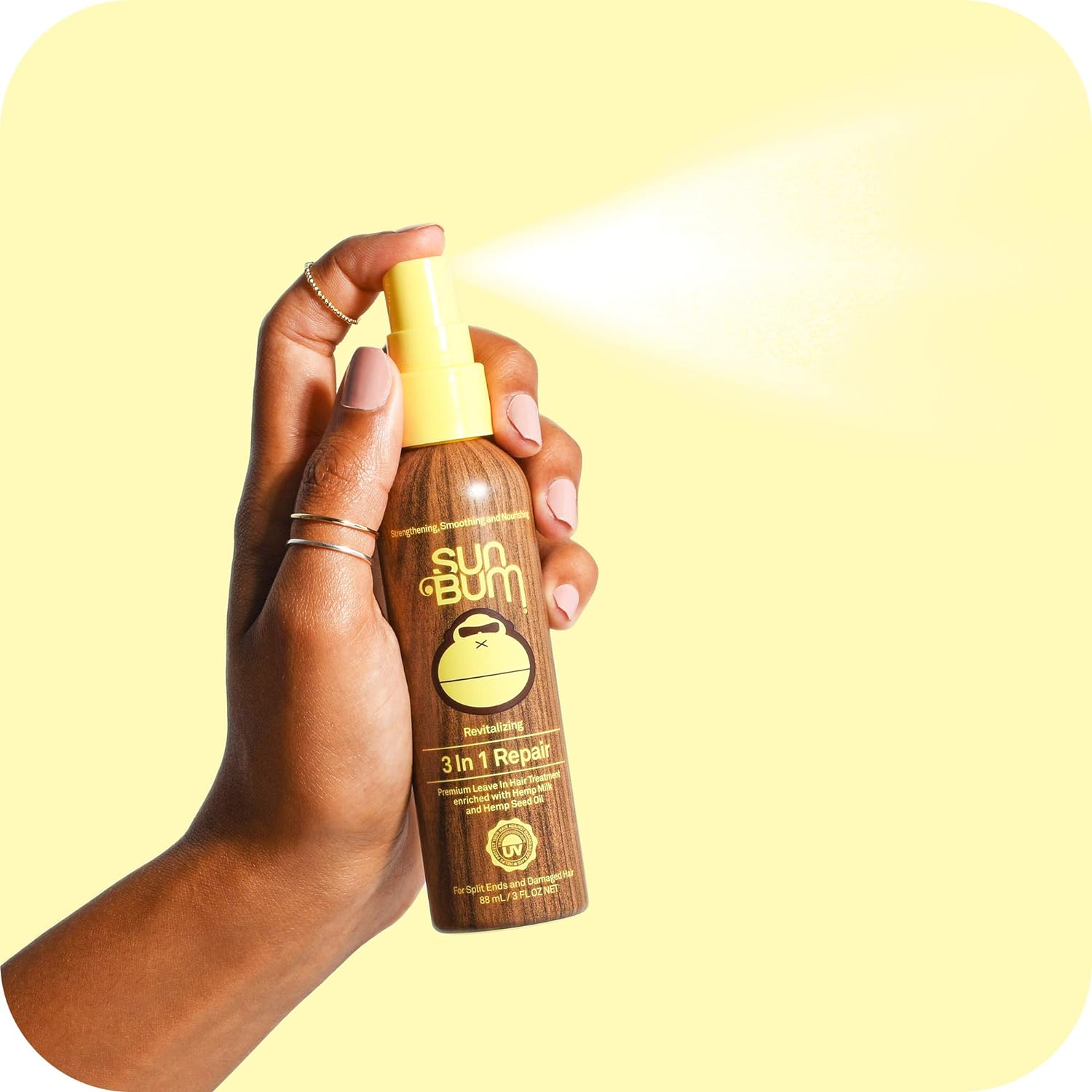 Sun Bum Revitalizing 3-in-1 Detangler Repair Spray | Vegan and Cruelty Free Detangling, Conditioning and Protecting Hair Treatment | 3 oz : Beauty & Personal Care