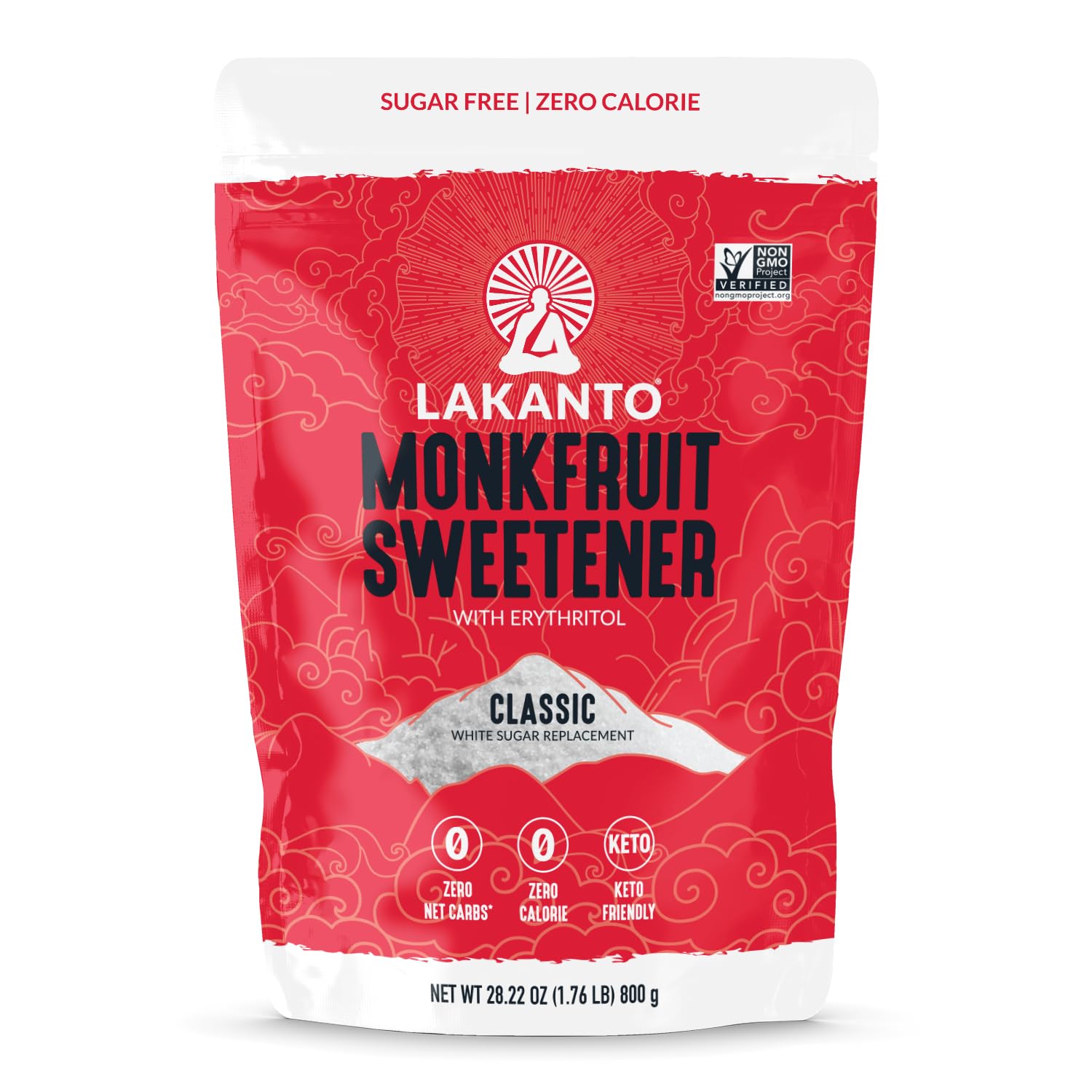 Lakanto Classic Monk Fruit Sweetener with Erythritol - White Sugar Substitute, Zero Calorie, Keto Diet Friendly, Zero Net Carbs, Baking, Extract, Sugar Replacement (Classic White - 1.76 lb)