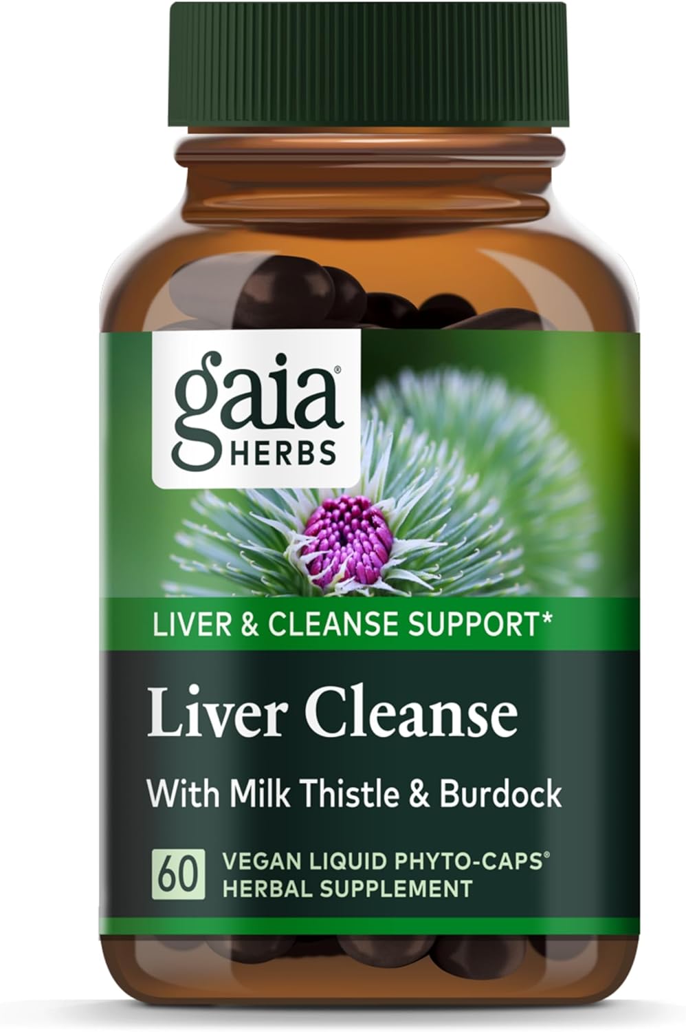 Gaia Herbs Liver Cleanse - Liver Health Support Herbal Supplement With Milk Thistle, Burdock, Turmeric Curcumin, Dandelion, And More - 60 Vegan Liquid Phyto-Caps (30 Servings)