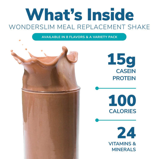 WonderSlim Meal Replacement Shake, Variety Pack, 15g Protein, 24 Vitamins & Minerals, Gluten Free (7ct)