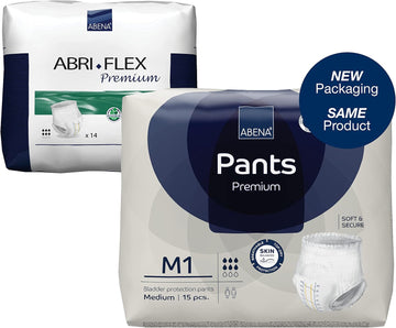 Abena Pants Premium Pull-Up Incontinence Pants, Eco-Labelled Incontinence Pants for Men & Women, Discreet, Protective, Breathable, Comfortable - Medium 1, 80-110cm Waist, 1400ml Absorbency, 15PK