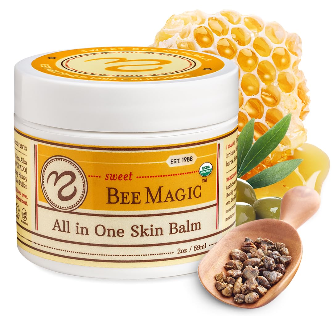 Sweet Bee Naturals - Sweet Bee Magic, All In One Healing Organic Skin Balm. Organic Skin Aid, Small Batch Crafted In Usa, Certified Organic, All Natural Skin Aid- 2 Ounce Jar