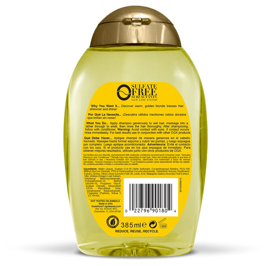 Ogx Hydrate & Color Reviving + Sunflower Shimmering Blonde Shampoo With Uva/Uvb Sun-Filters, 13 Ounce