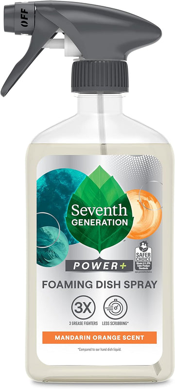 Seventh Generation Foaming Dish Spray, Power+ Mandarin Orange, 3 Powerful Grease Fighters, 16 Fl Oz