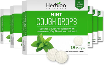 Herbion Naturals Cough Drops with Natural Mint Flavor, 18 Ct - Soothes Sore Throat & Dry Mouth - for Adults, Children 6 Years and Above (Pack of 6, 108 Lozenges)