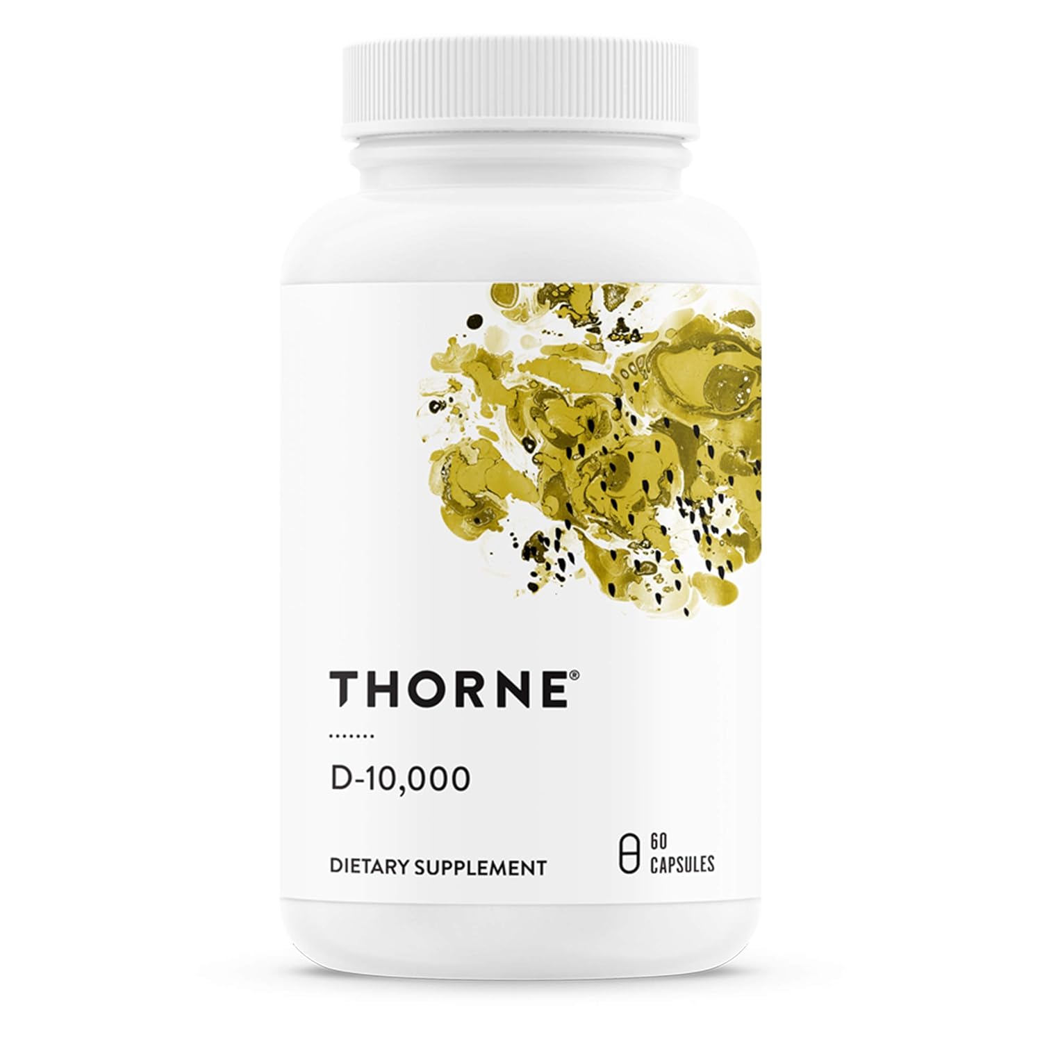 Thorne Vitamin D-10,000 - Vitamin D3 Supplement - 10,000 IU - Support Healthy Teeth, Bones, Muscles, Cardiovascular, and Immune Function - Gluten-Free, Dairy-Free, Soy-Free - 60 Capsules