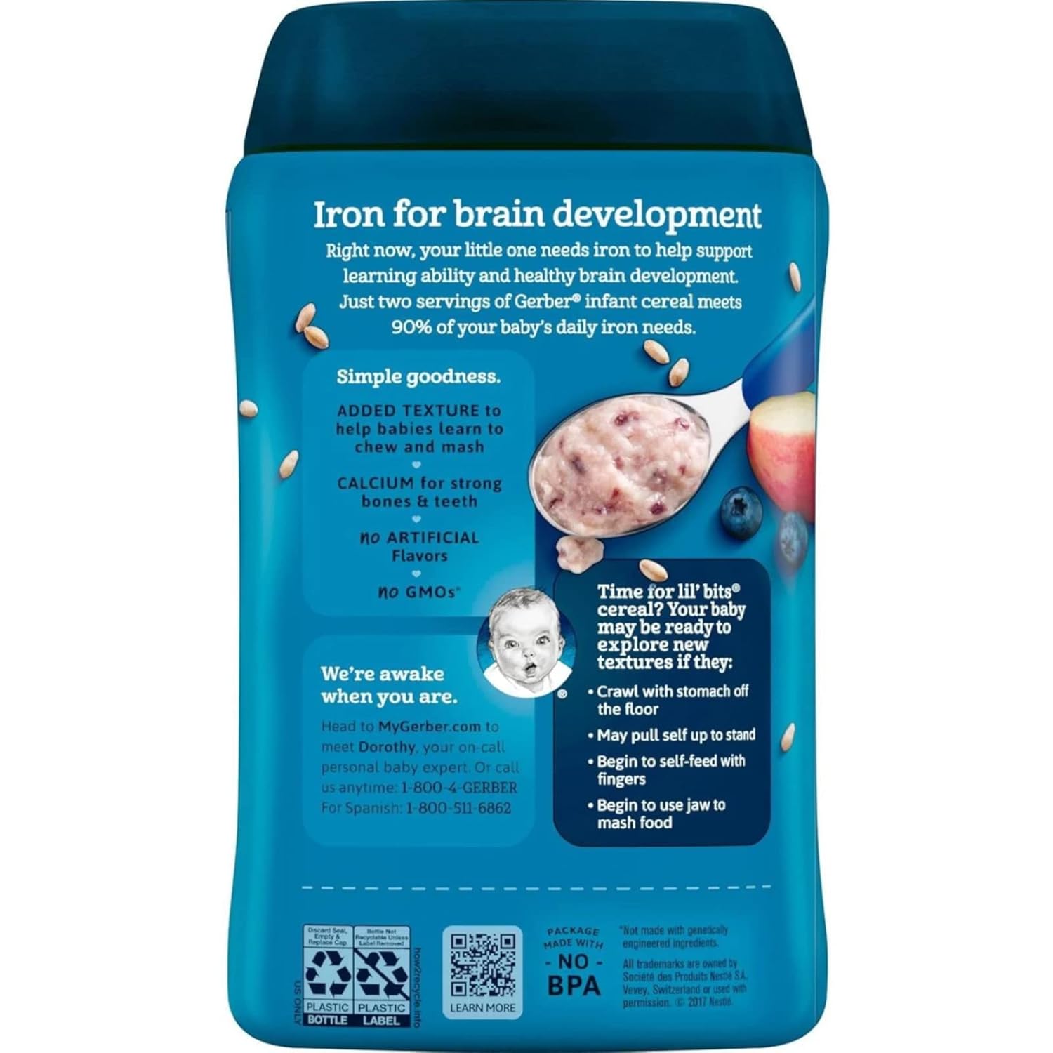 Gerber Graduates Lil' Bits Cereal - Whole Wheat Apple Blueberry - 8 Oz