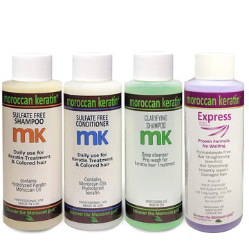Express Straightening Smoothing Hair Treatment System Formaldehyde Free No-Wait Formula Instant Results 120Ml Set With Clarifying Shampoo, Sulfate-Free Shampoo And Conditioner