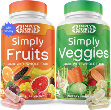 Simply Nature's Promise - Packed with Over 40 Different Fruits & Vegetables - Made with Whole Food Superfoods - Bilberry Extract ? 100% Soy Free - 90 Count (Pack of 2)