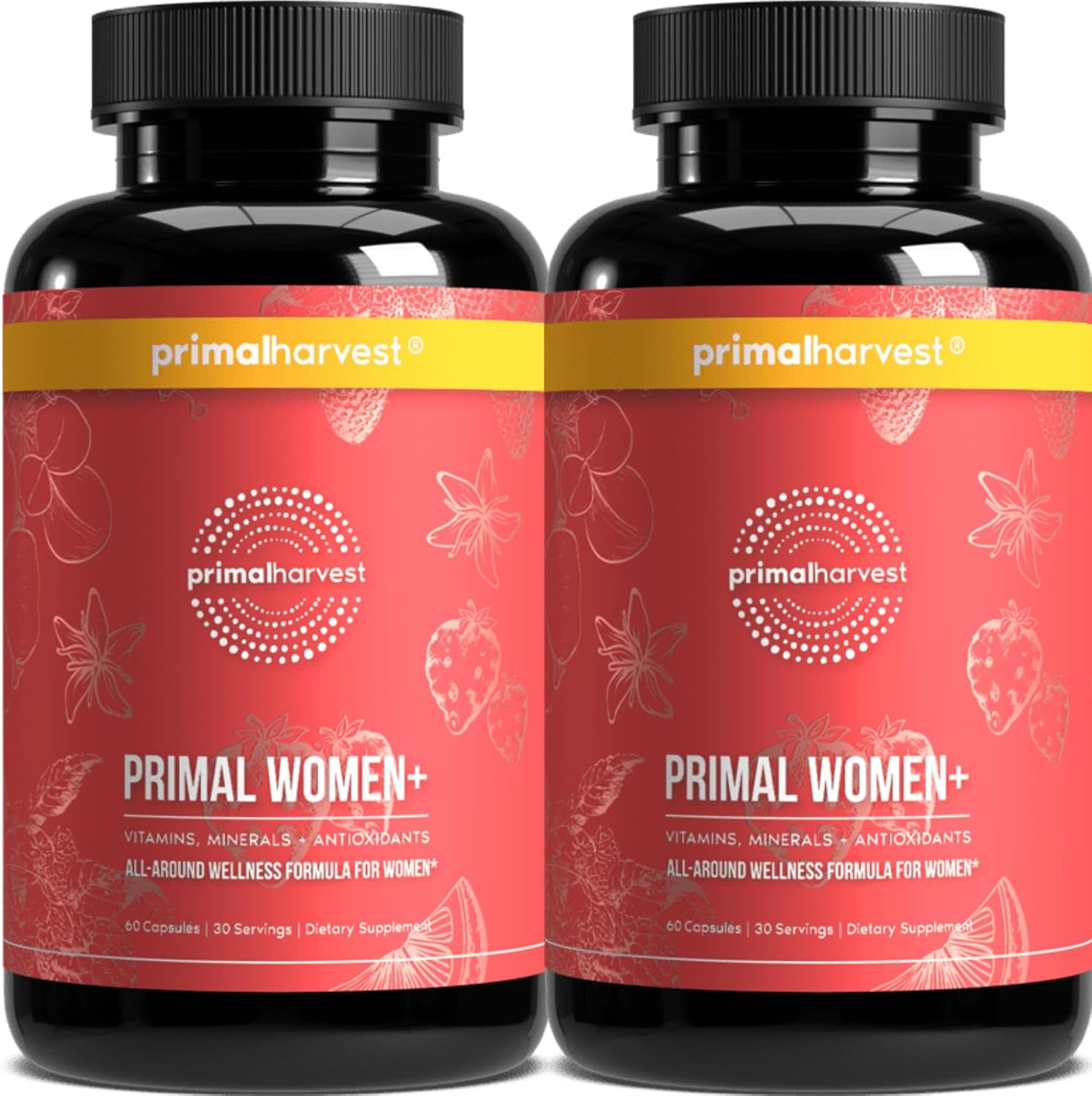 Primal Harvest Multivitamin For Women Vitamin A, Vitamin C, Vitamin D And E, Vitamin B12, B6, Biotin, Zinc Supplements, 30 Capsules (Womens 2 Pack)