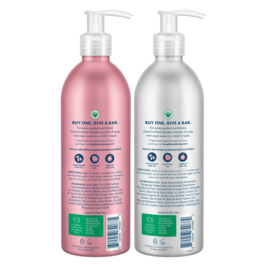 Hand In Hand Cactus Blossom Shampoo & Conditioner For All Hair Types, Bergamot & Crisp Basil, Sulfate And Paraben Free, 12 Fl. Oz