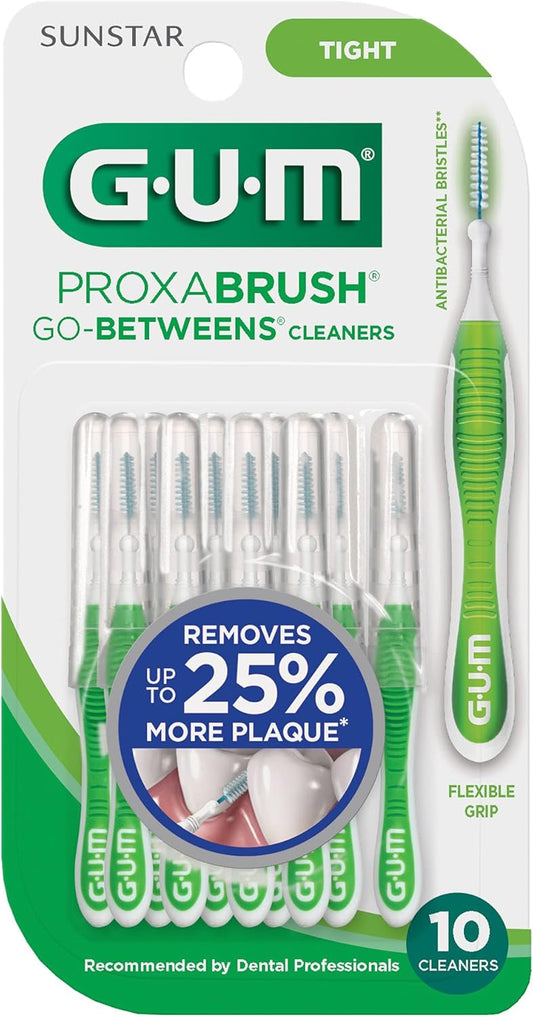 Gum Proxabrush Go-Betweens - Tight - Interdental Brushes - Soft Bristled Dental Picks For Plaque Removal Health - Safe For Braces & Dental Devices, 15 Count