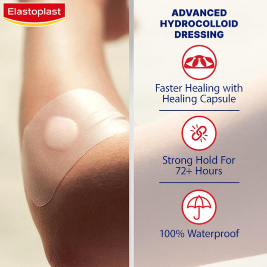 Elastoplast Second Skin Protection Faster Healing Xl Dressings (3 Patches), Hydrocolloid Dressings With Advanced And Flexible Protection And Faster Wound Healing, Ultra-Thin And Waterproof