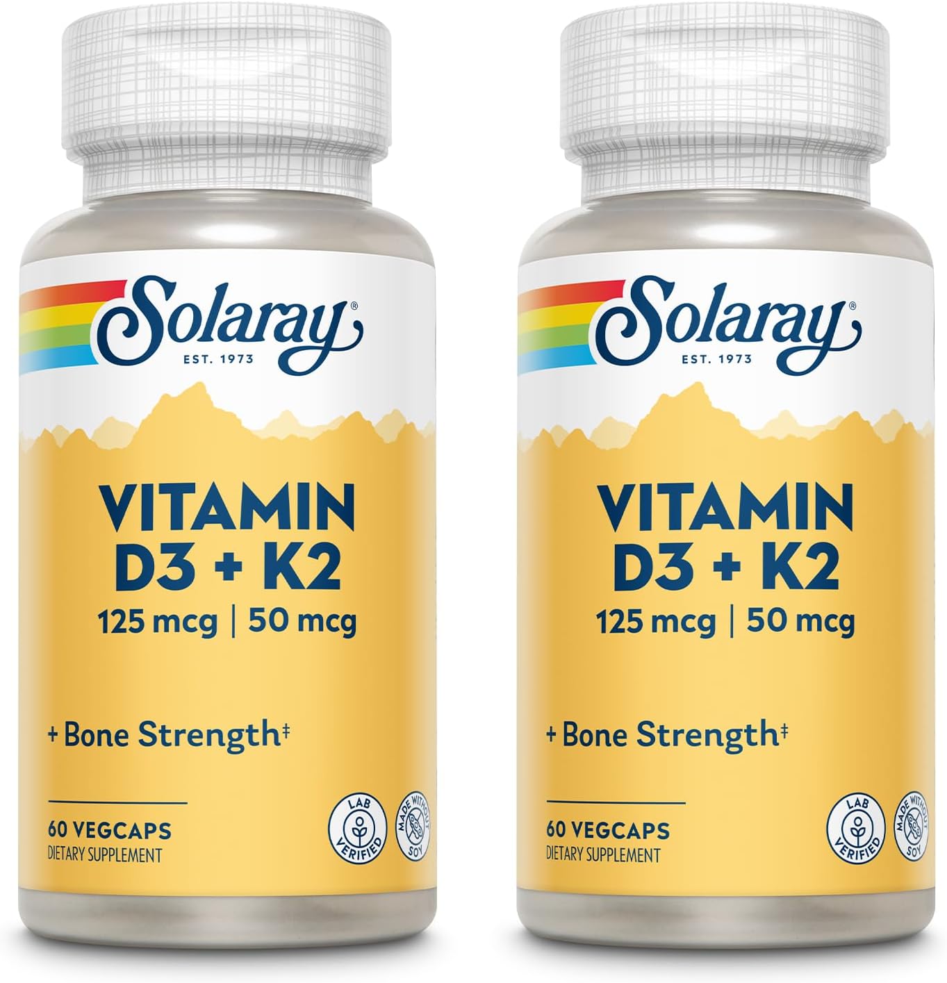 Solaray Vitamin D3 + K2, D & K Vitamins For Calcium Absorption And Support For Healthy Cardiovascular System & Arteries, Non-Gmo & No Soy