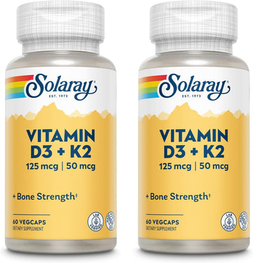 Solaray Vitamin D3 + K2, D & K Vitamins For Calcium Absorption And Support For Healthy Cardiovascular System & Arteries, Non-Gmo & No Soy