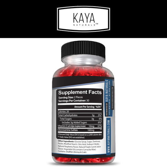 Kaya Naturals Mobility Care Gummies For Back, Knees & Hands - Flexibility Support - Glucosamine Gummies Best Immune Support For Women & Men - 60 Count