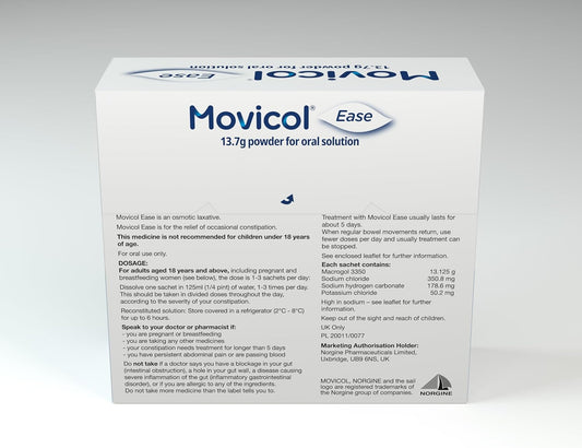 Movicol Ease Stick Sachets, Flavor Free, 20 Sachets, Constipation Relief For Adults, Laxatives, Relief, Hydrates, Softens & Help Restore Natural Bowel Movement