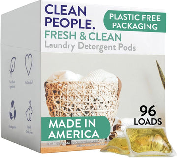The Clean People Laundry Detergent Pods - Hypoallergenic Laundry Pods - Ultra Concentrated, Recyclable Packaging, Stain Fighting - Fresh Scent, 96 Pack