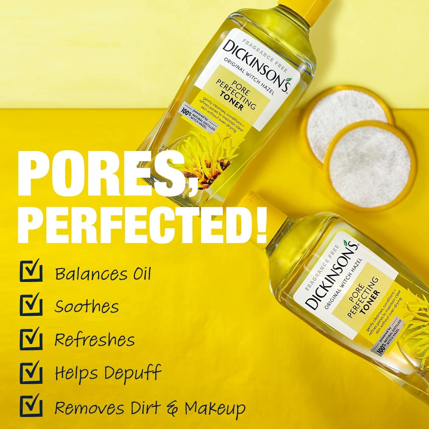 Dickinson'S Original Witch Hazel Pore Perfecting Toner | 100% Natural Distilled Witch Hazel | America'S #1 Toner | Refines Pores | Removes Impurities & Oil |8 Fl Oz | 6 Count : Beauty & Personal Care