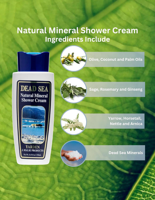 Malki Dead Sea Products Natural Mineral Shower Cream Body Wash | Sls-Free, Vegan-Friendly, Skin-Revitalizing Formula | Soothes Eczema, Psoriasis, And Acne Conditions | Dead Sea Products