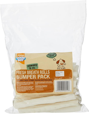 Good Boy - Fresh Breath Rolls - Dog Chews - Made From 100 Percent Natural Rawhide - Pack Of 18 - Dental Chews For Dogs