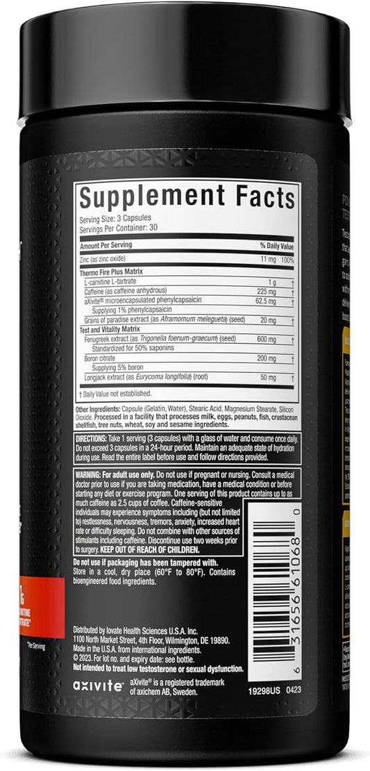 Muscletech Alphatest Thermo Thermogenic Testosterone Booster| Muscle Strength Builder For Men | Workout Supplement | 90 Capsules | 30 Servings