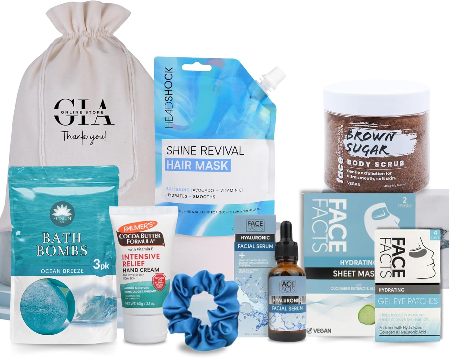 Pamper Gift Set For Women – Includes Hand Cream, Face & Hair Mask, Body Scrub, Hyaluronic Serum, Bath Bombs & Satin Scrunchie – Spa Gifts For Women, Skincare Gift Set, Birthday & Mother’S Day Gifts