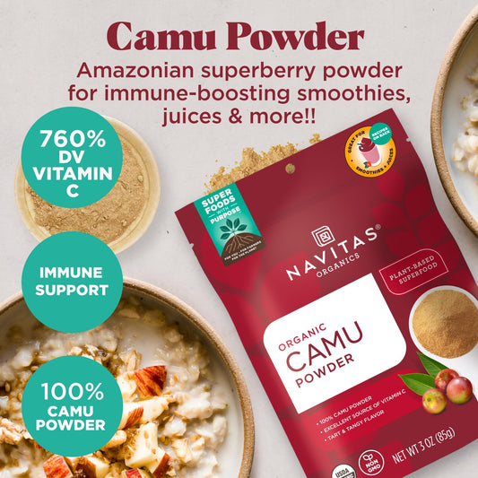 Navitas Organics Camu Camu Powder, 3 oz. Bag, 17 Servings — Organic, Non-GMO, Gluten-Free