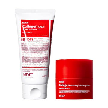 Mdp Red Lacto Collagen Facial Cleanser With Tube And Travel-Sized Grinding Cleansing Balm Bundle