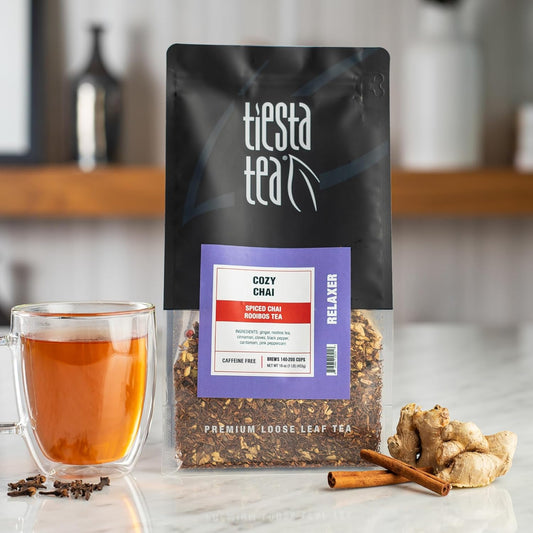 Tiesta Tea - Cozy Chai | Spiced Chai Rooibos Tea | Premium Loose Leaf Tea Blend | Caffeine Free Herbal Tea | Make Hot Or Iced & Up To 200 Cups - 16 Oz Resealable Bulk Pouch