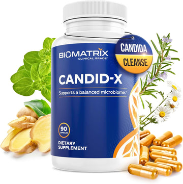 Biomatrix Candid-X Gut Cleanse With Berberine, Oregano, Sodium Caprylate, Chamomile, Ginger, Pau D'Arco, Digestive Supplement For Men And Women | 90 Capsules