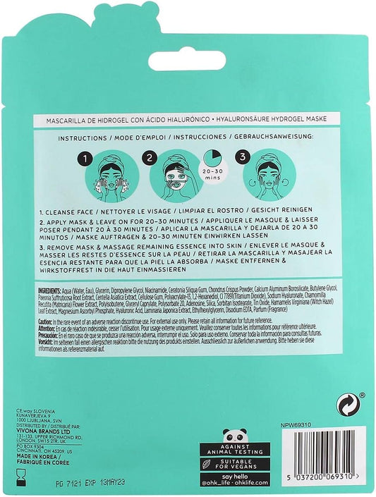 Oh K! Hyaluronic Hydrogel Sheet Mask, For Dry And Dehydrated Skin, Plumping Effect, With Added Niacinamide Vegan And Cruelty Free, 46G