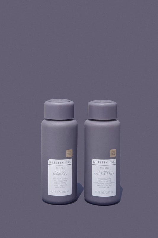 Kristin Ess Hair Purple Shampoo And Conditioner Set For Blonde, Brunette, Silver + Gray Hair, Anti Brass + Yellow Tones, Safe For Color Treated Hair, Sulfate Free Toning Shampoo Conditioner