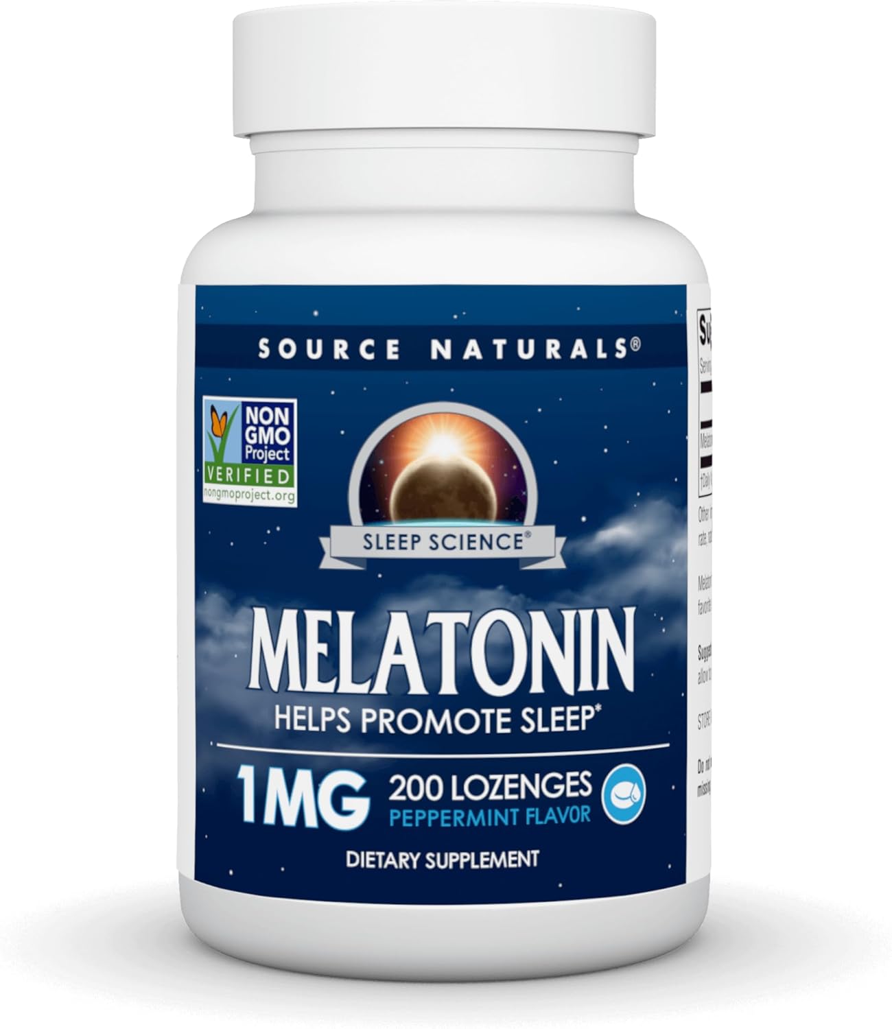 Source Naturals Melatonin, Helps Promote Sleep*, 1 Mg - 200 Peppermint Flavored Lozenges