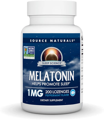 Source Naturals Melatonin, Helps Promote Sleep*, 1 Mg - 200 Peppermint Flavored Lozenges