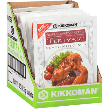 Kikkoman - Delicious Teriyaki Seasoning Mix - Full Flavored Low Sodium & No Fat - All Purpose Seasoning, No Added Preservatives & No High Fructose Corn Syrup “ 1.5 Oz (Pack Of 12)