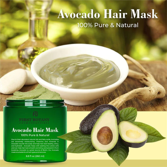 First Botany Hair-Treatment Masks, Avocado Shea Nourishing - Deep Conditioning Hair Mask For Dry Damaged Hair And Growth, Hair Moisturizer & Conditioner, Sulfate Free Hair Care