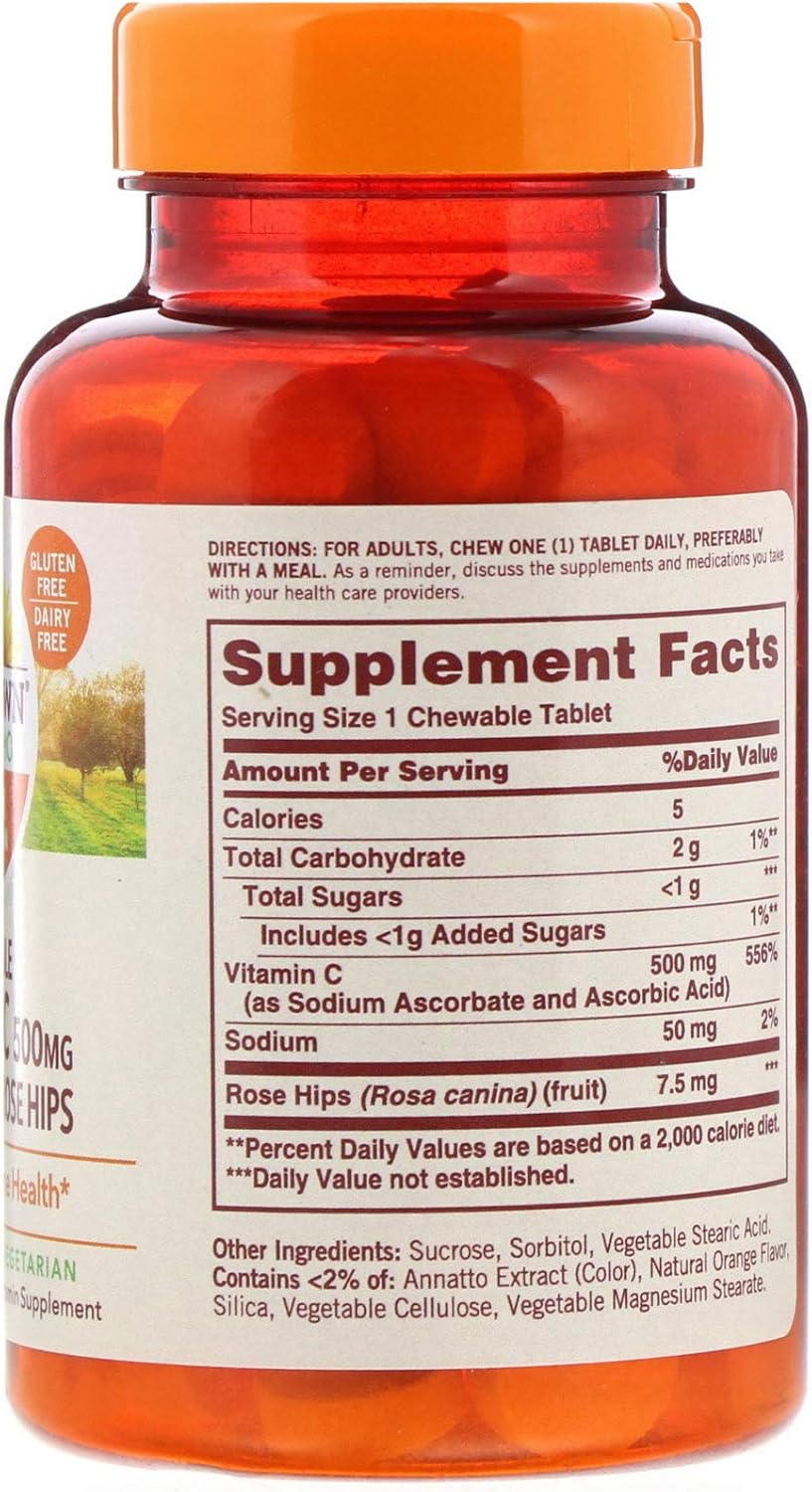 Sundown Naturals Chewable Vitamin C 500 mg 100 Tablets