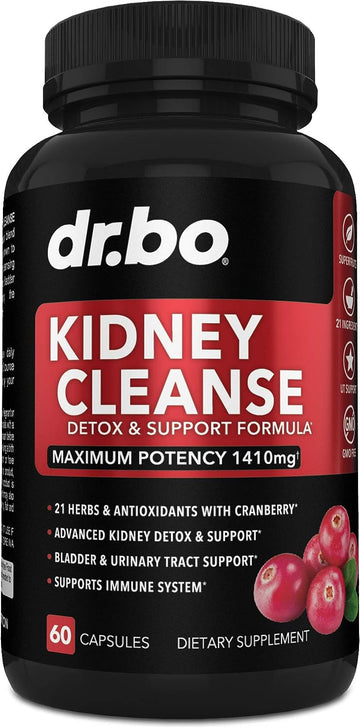 Kidney Cleanse Detox Support Supplement - Natural Cranberry, Juniper Berries, Buchu & Uva Ursi Extract to Support Kidneys, Bladder & Urinary Tract Health Supplements - Herbal Renal Blend Formula Pills