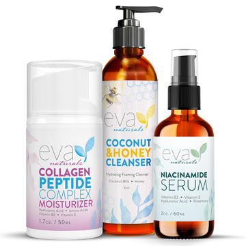 Niacinamide 5% Serum, Peptide Moisturizer, Coconut & Honey Cleanser Bundle