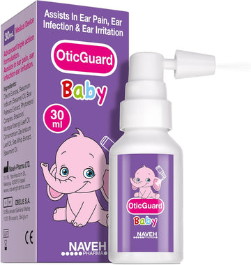 Naveh Pharma Otic Guard Baby - Natural Ear Spray Drops | Organic Herbal Sweet Oil Blend 3 In 1| Itchy Ear, Swimmer'S Ear, & Ear Wax Removal | Clogged Ears | 1 Fl Oz