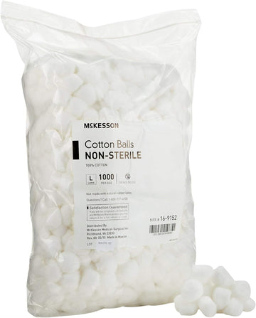 McKesson Cotton Balls, Non-Sterile, Maximum Absorbency, Large, 1000 Count, 1 Pack