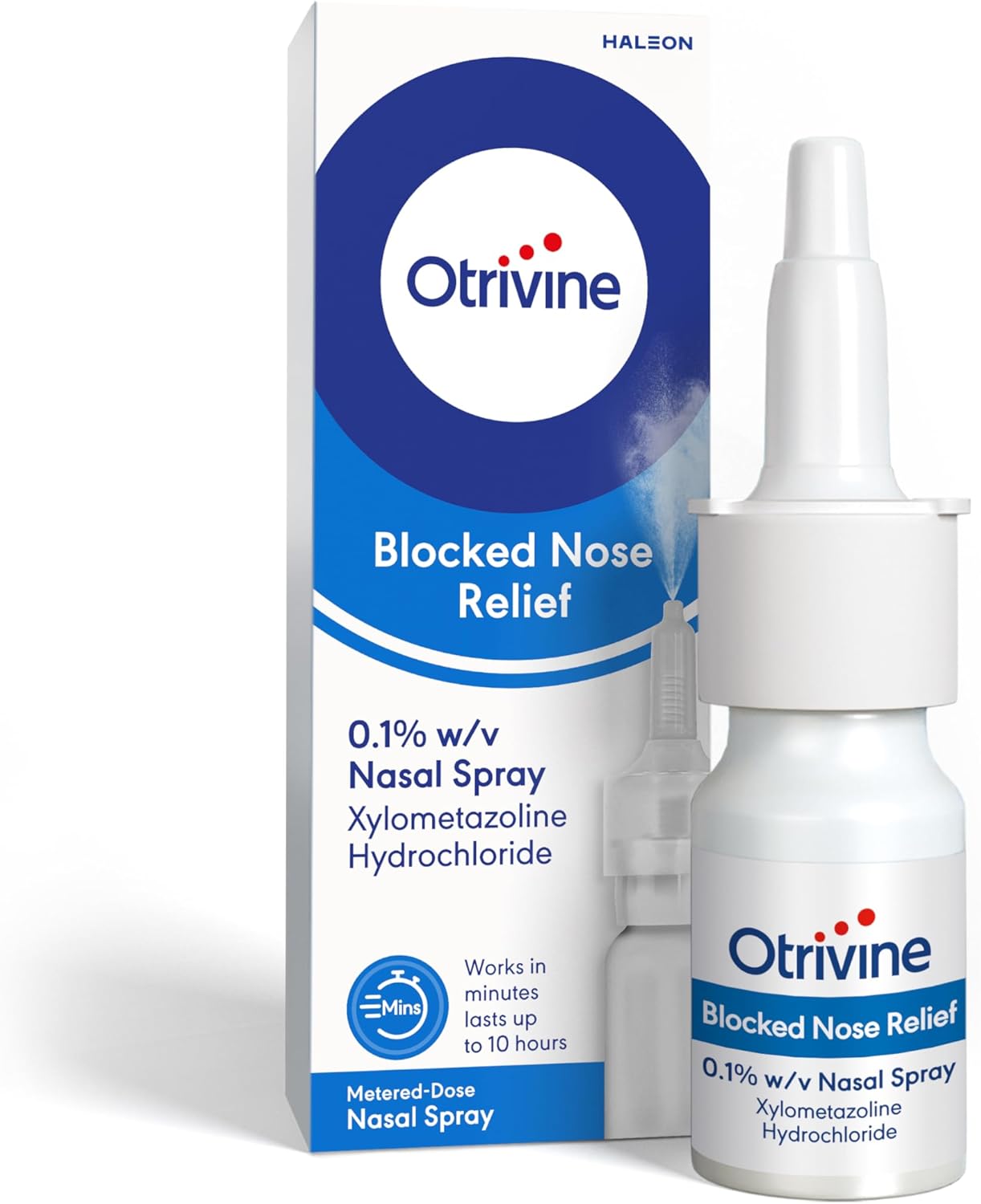 Otrivine Nasal Spray Adult, Decongestant For Blocked Nose Relief In Cold And Flu, 10 Ml