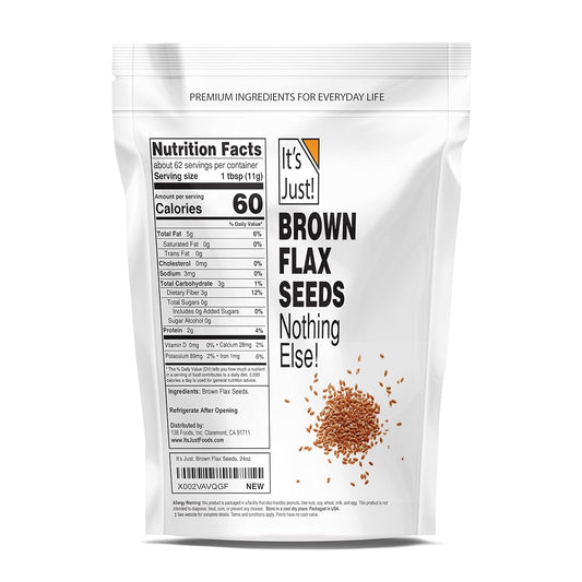 It'S Just - Brown Flax Seeds, Whole, Non-Gmo, High In Fiber & Omega-3, Keto Friendly Baking, 24Oz